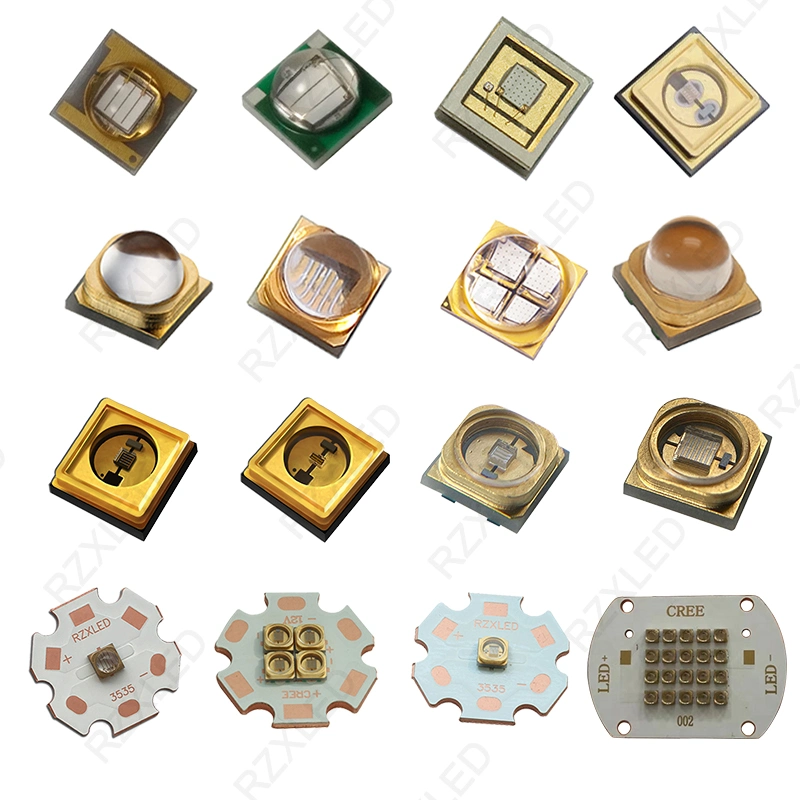 LED Diode 5W 30 Degree 60 Degree UVA 365nm Chip Quartz Glass Lens 1750-2450MW UV LED 365nm with Copper PCB Star