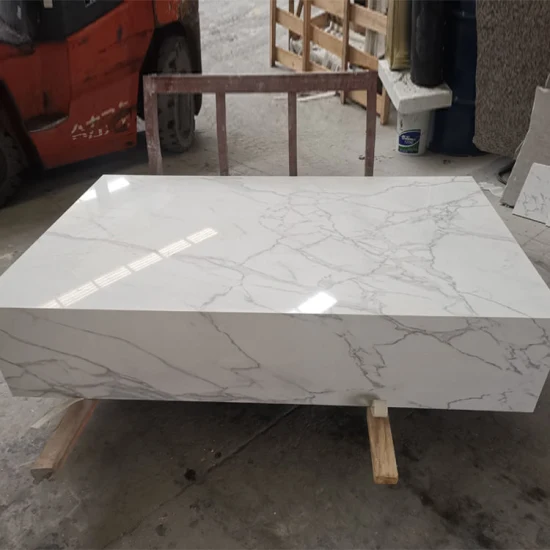 Dessus de Table en pierre artificielle, socle à Surface solide blanc, Table basse en Quartz Calacatta